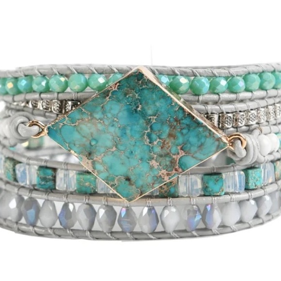 Sky Blue Imperial Jasper Bracelet wrap around - Picture 6 of 9